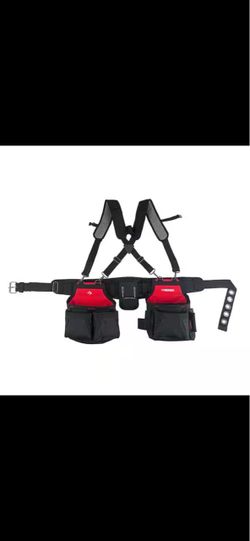 HUSKY Contractors 2-Bag Work Tool Belt with Suspenders