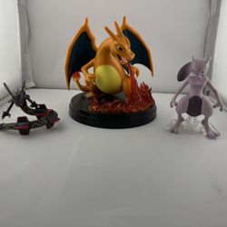 Charizard Flamethrower Statue, Mewtwo Standing Statue From Japan, Shiny Rayquaza