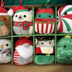 Squishmallows Christmas Ornament Set 4” Plush Holiday Set 8 PK KellyToy 2022