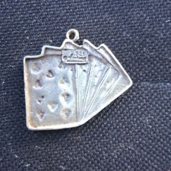 Silver Royal Flush Playing Card Pendant 