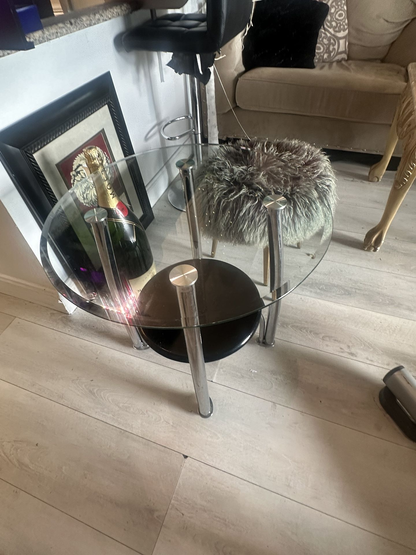 Glass Round End Table