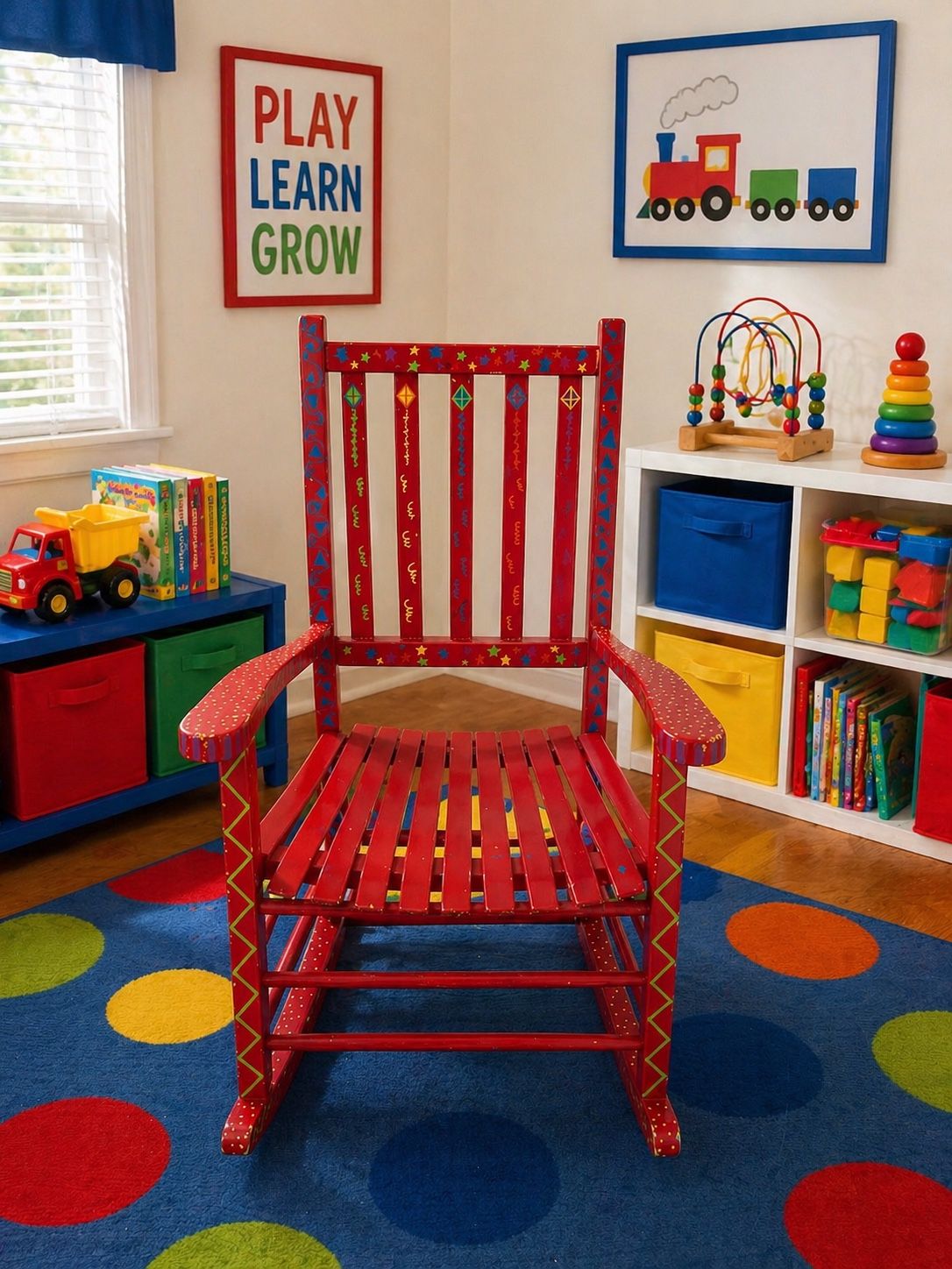 Kids Wooden Rocking Chair - Hand Painted - $40