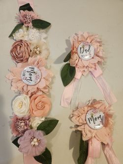 Baby Shower Mother Tobe Flower Belt Mom Tobe Corsage Badge Decorative Props  $7