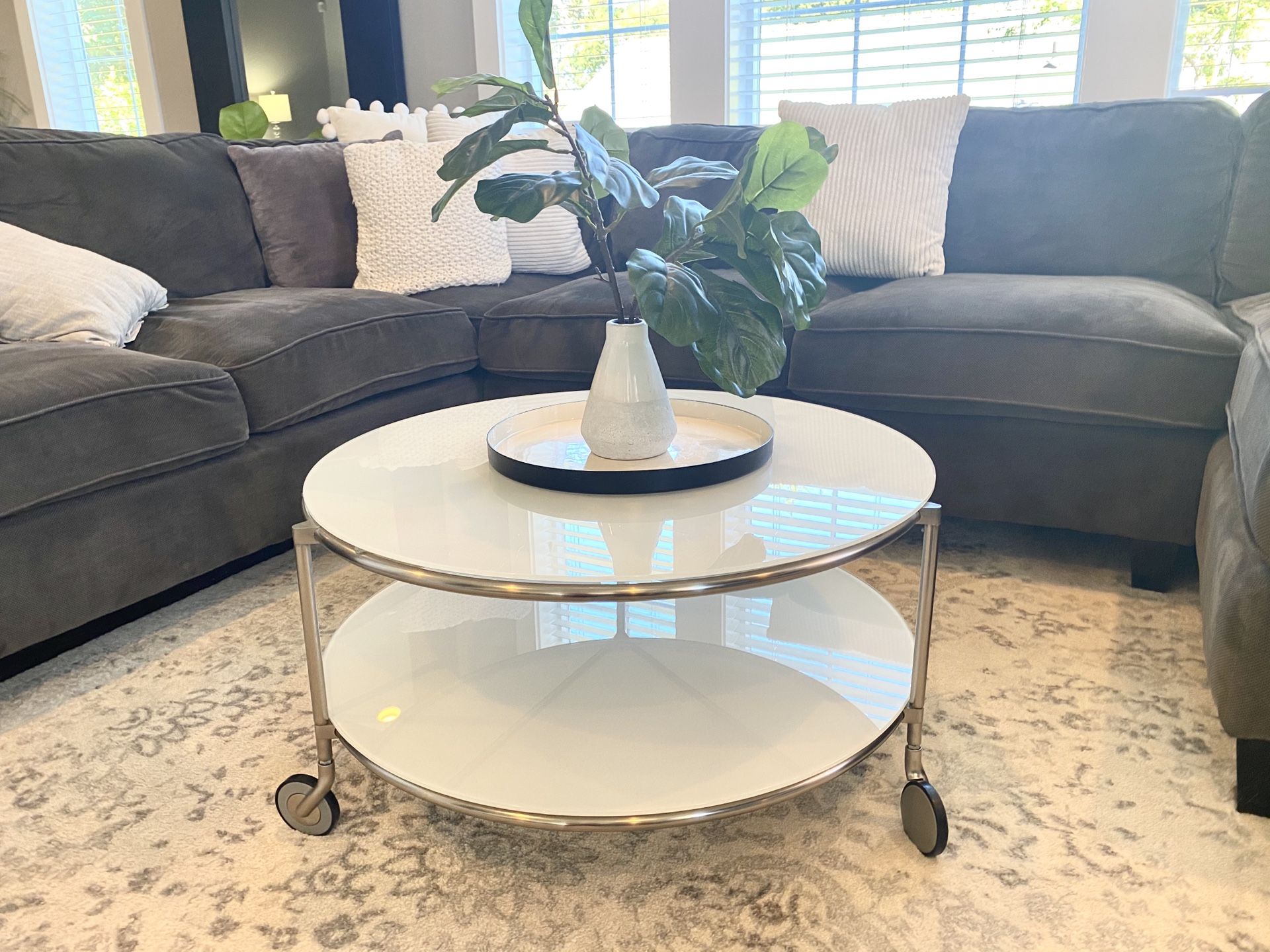 IKEA round white coffee table with wheels 🌿