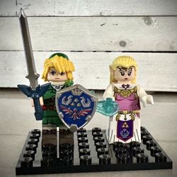 2 Lego Custom Legend Of Zelda Princess Zelda and Link Minifigures