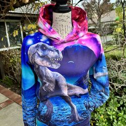 Dinosaur Silkscreened Hoodie Adult Small