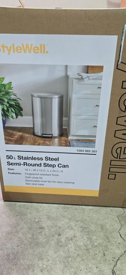 StyleWell 50L Stainless Steel Semi-Round Step Can