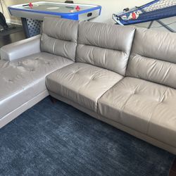 2 Piece Leather Sofa With Chaise 
