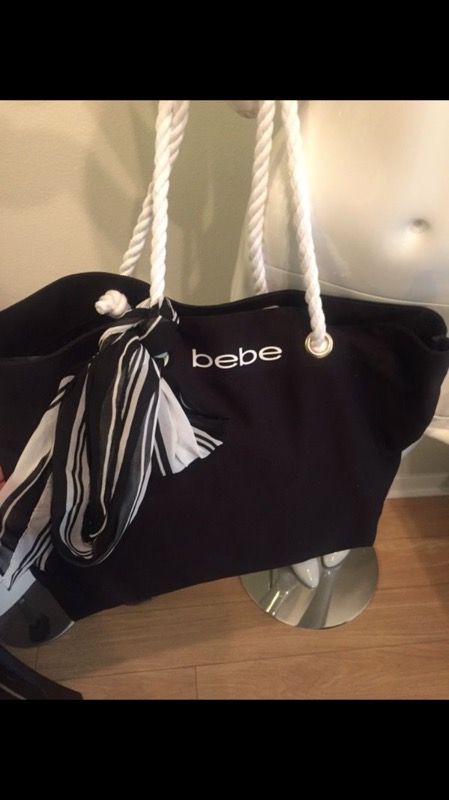 Bebe black and white tote bag reusable