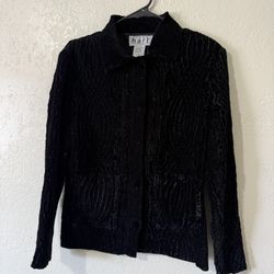 Keren Hart Black Goth Button Up Jacket Textured Size S. Missing 1 Button.