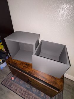 Grey IKEA shelves