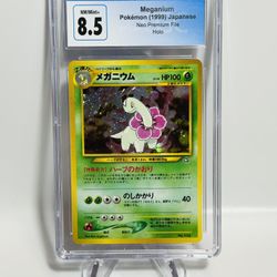 Pokemon Japanese NEO 1999 MEGANIUM HOLO CGC 8.5 - With HOLO Moon! 