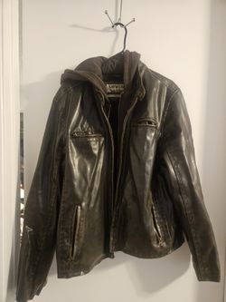 Men's Faux Leather Hooded Coat