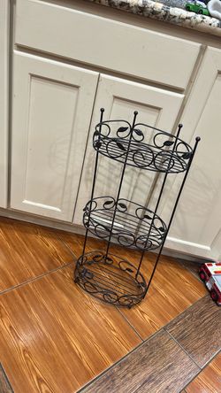 3-Tier Black Metal Wire Basket Stand