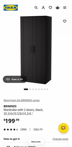IKEA BRIMNES Wardrobe with 2 doors, black