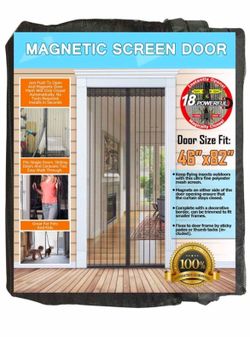 Brand new 46” W x 82” H Reinforced Magnetic Screen Door - Heavy Duty Mesh Curtain and Full Frame Hook and Loop, Keeps Mosquitoes Out, Toddler and Dog 