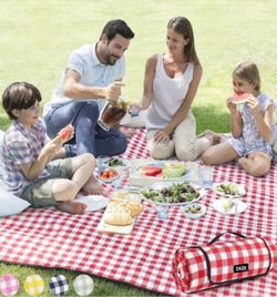 Zaza Extra Large Picnic Blanket Waterproof Foldable 80''x80'',red