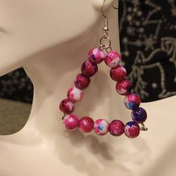 Pink Glass Triangular Hoops