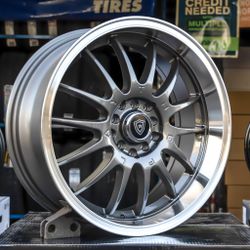 4 NEW Wheels, Sport Styled Rims 17x7.5 (5x114.3/100) Gunmetal Polish Lip Wheels (Set of 4) Only $799