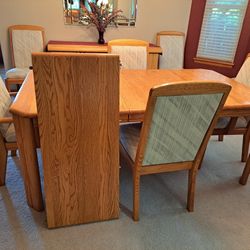 Oak Dining Table Set with 6 Chairs and Buffet