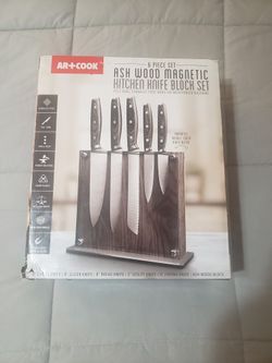 6 Piece Wood Magnetic Kitchen Knife Block Set