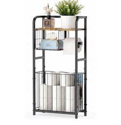 Freestanding Toilet Paper Holder Stand with Storage