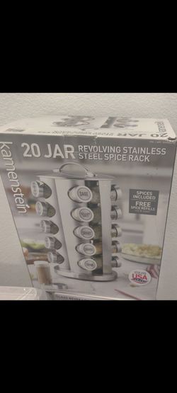 20 jar revolving stainless steel spice rack
