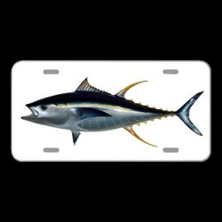 License Plate Novelty Car Front Yellow Fin Tuna Fish Taxidermy