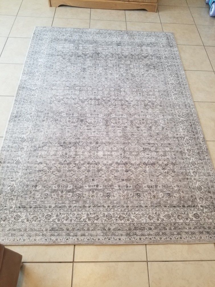 5x7 Washable Rug Grey-Brown Pattern