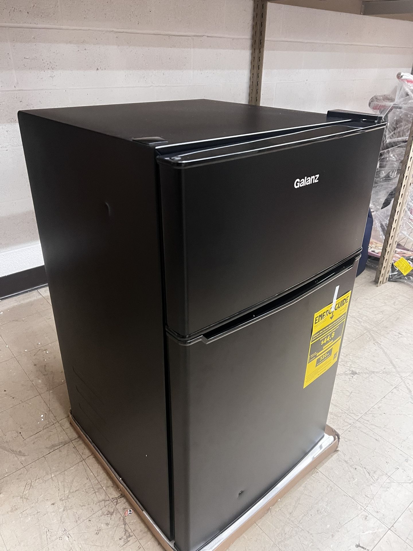 3.1 Cu ft Two Door Mini Fridge, Black, New