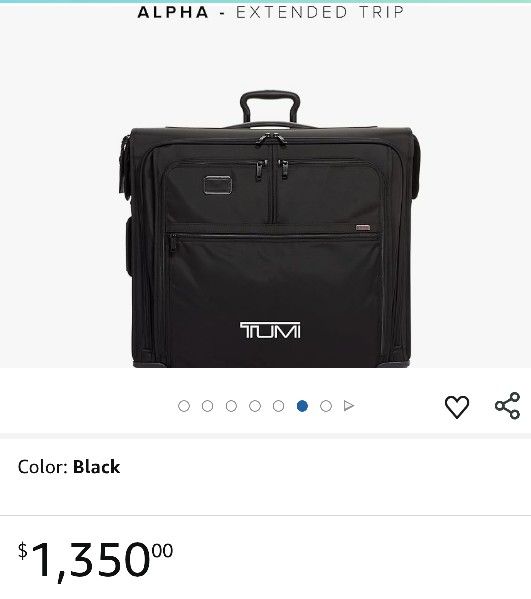 Tumi, Wheeled Garment Bag, Black, Large.