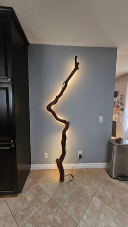 Rustic Illuminated Wood Sculpture