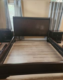 Dark Wood Sleigh Bed Frame