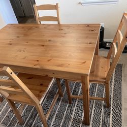 Wooden IKEA Table and Chairs