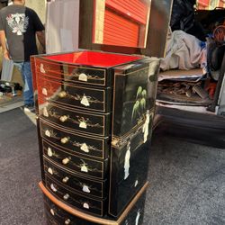 Black chinese art jewelry cabinet 