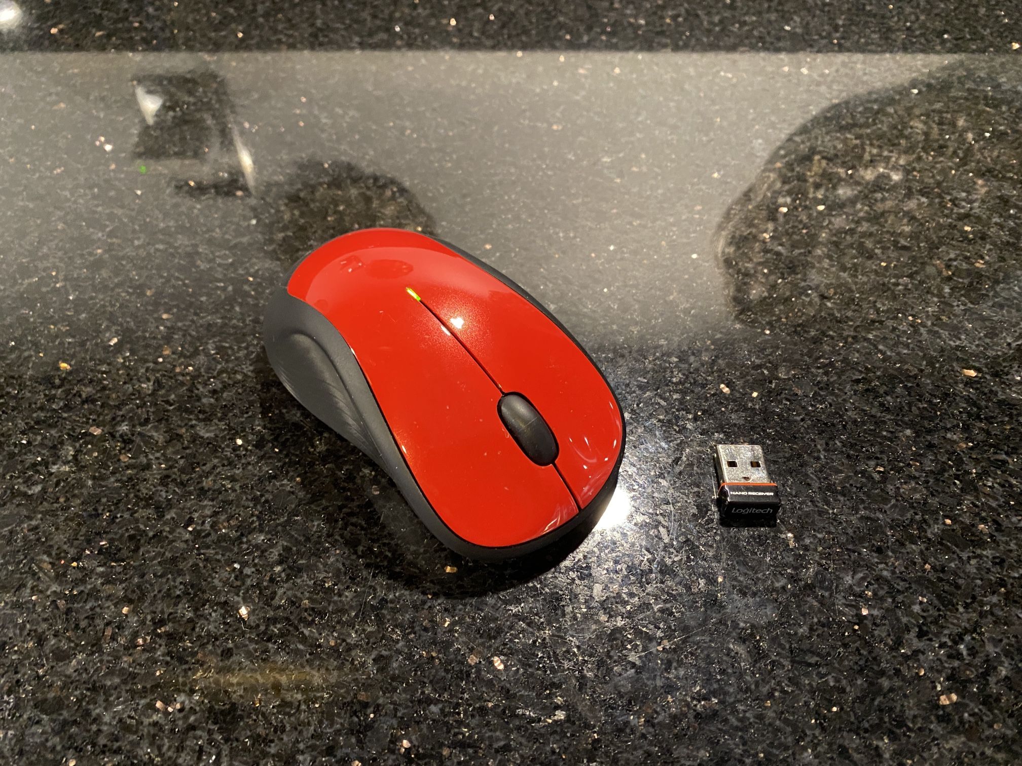 Logitech M310 Wireless Mouse Red full-size Contoured Soft Grips & USB Receiver