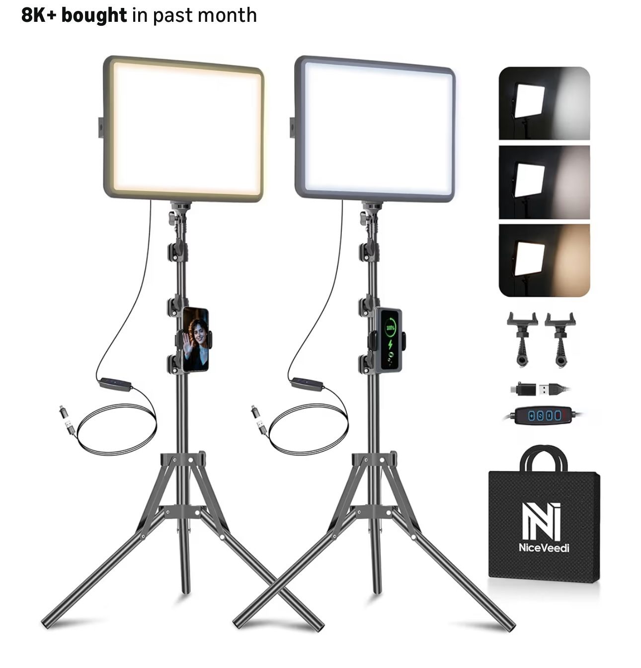 Pack LED Video Light Kit, NiceVeedi Studio Light