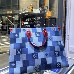 Louis Vuitton OnTheGo Tote Damier and Monogram Patchwork Denim
