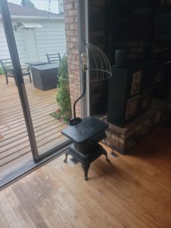 Pair Of Very Heavy Cast Iron Vintage Stove Converted To Floor Lamps. $750 For Both
