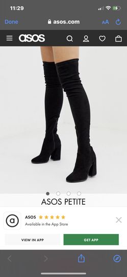 Petite Korey heeled thigh high boots in black