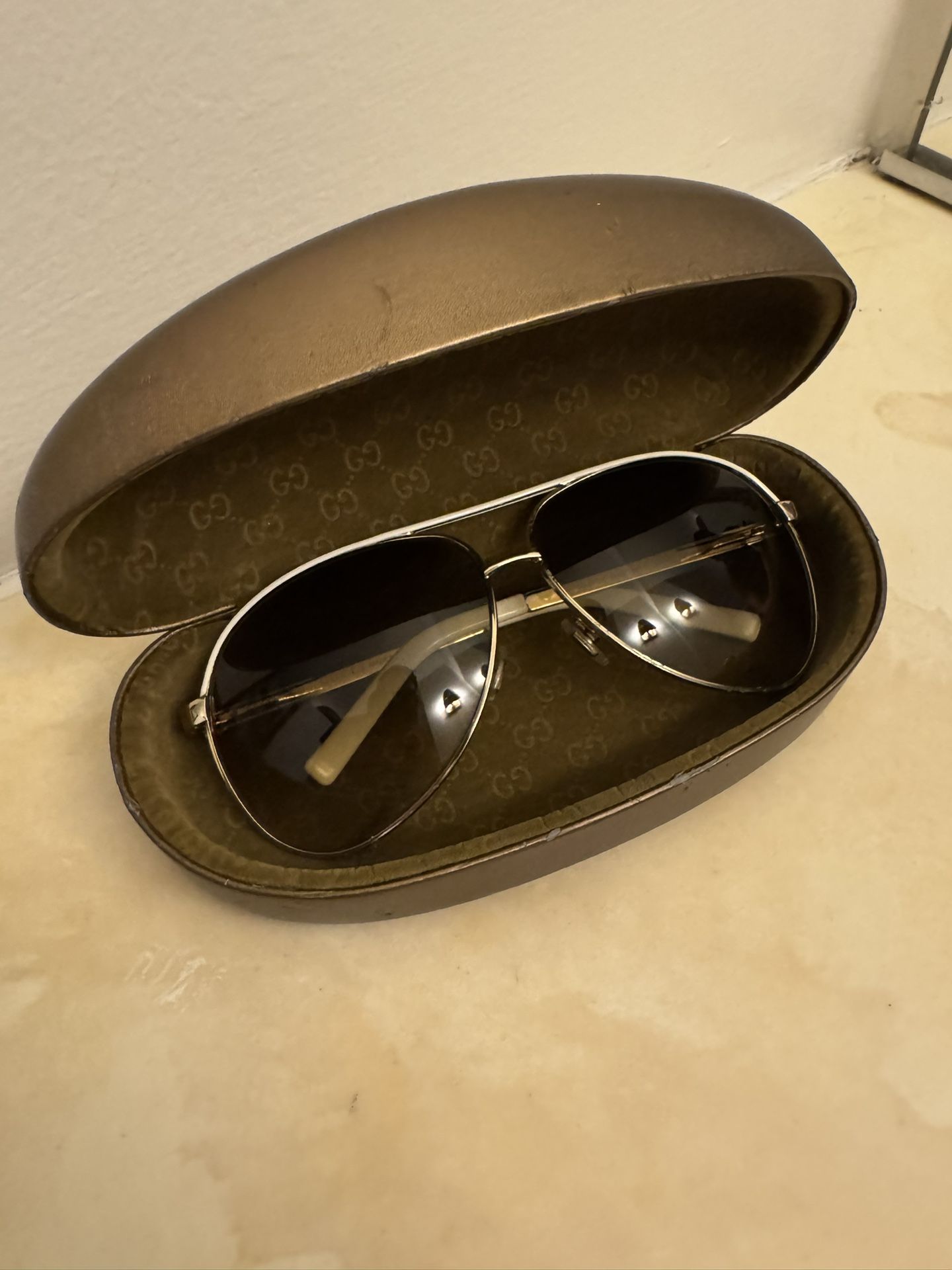 Authentic Gold Gucci Aviator Unisex Sunglasses