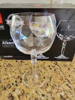 Set Of 6 Italian Crystal Goblets
