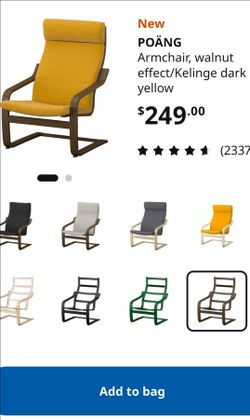 IKEA POÄNG Armchair, walnut effect/Kelinge dark yellow