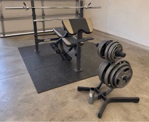Marcy Home Gym Weight Bench Set – 255 LBS Weights + 2 Bars – Complete Home Gym! 💪🏋️