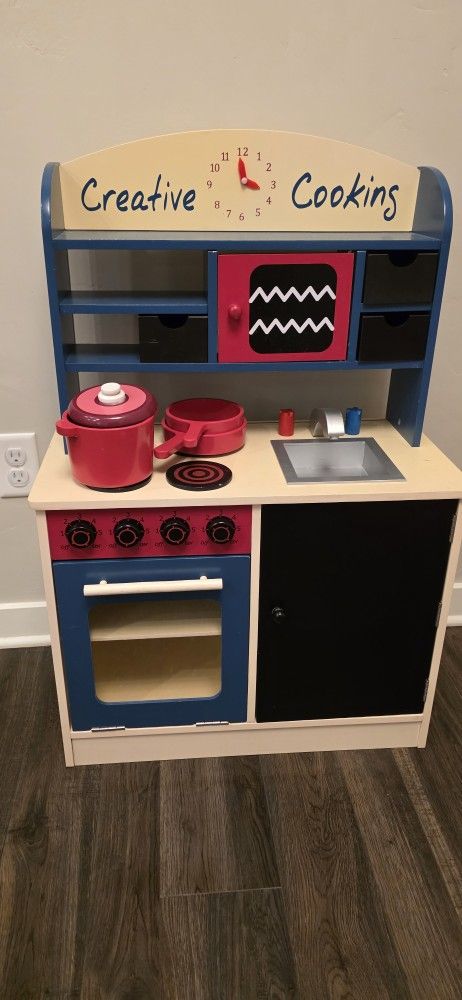 Wooden Kids Kitchen Play Set /Pot And Pans