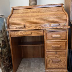 Small Roll Top Oak Desk