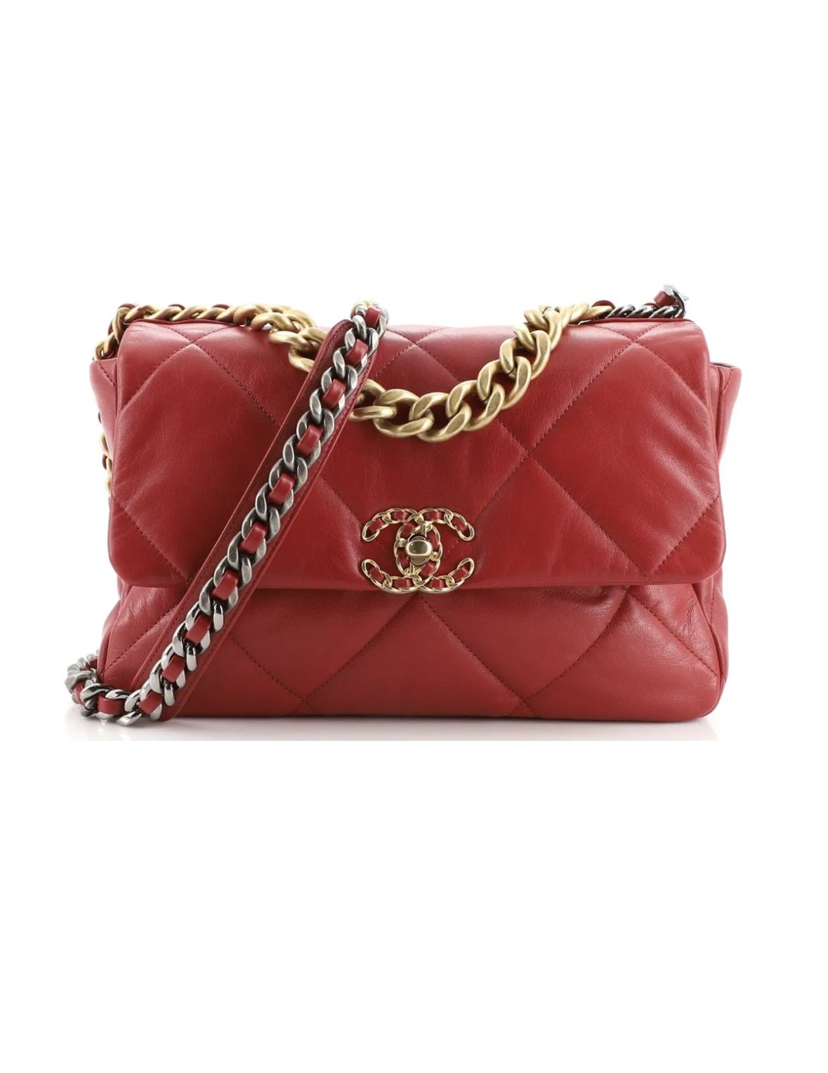 Chanel 19 Flap Bag Quilted Leather Large Red