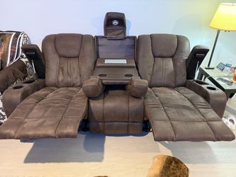Brown dual reclining couch