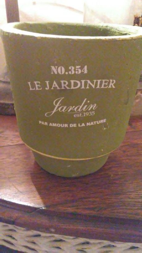 FRENCH COUNTRY pot from I love PARIS in OAKDALE😍 Love it so much but I have the same one in white. Cute w/ olive tree or topiary in it! Great price😍