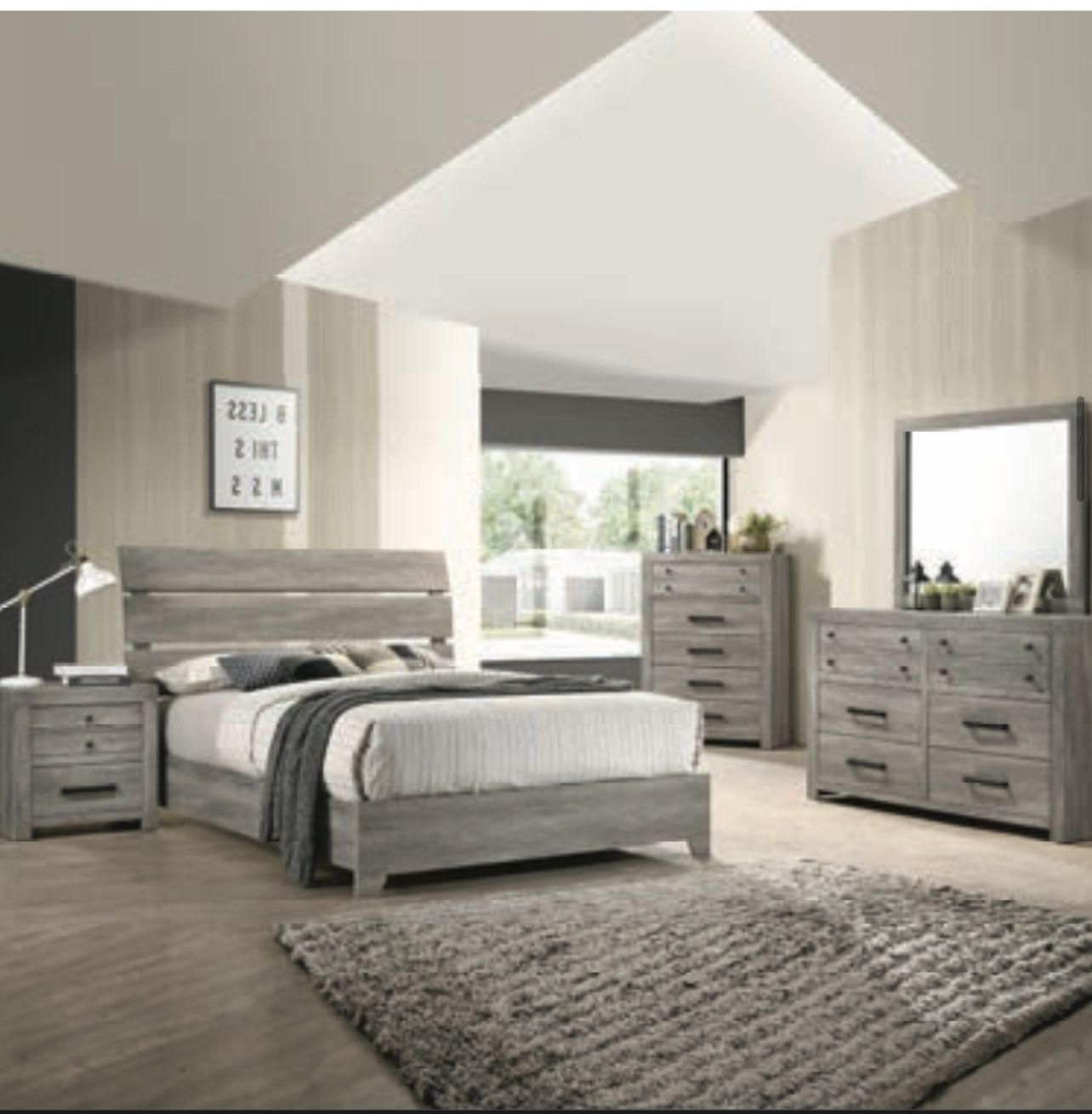 Queen Set - **July Sale** Bed, Dresser, Chest, Mirror + 1 Night Stand ***Huge Sale***